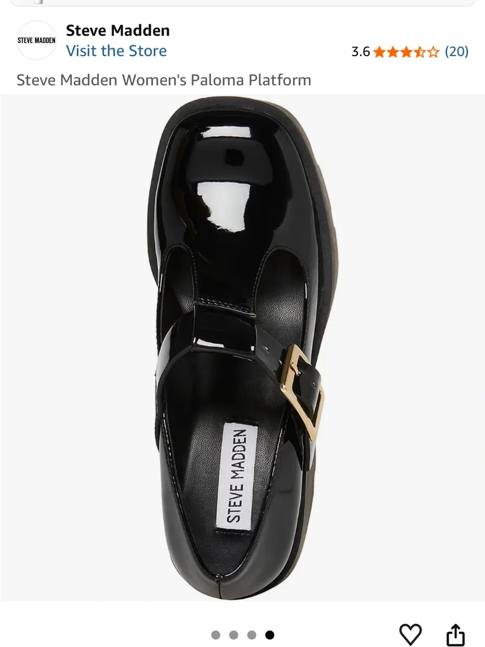 Steve Madden “Paloma” Black Patent Platform Mary Jane with Buckle